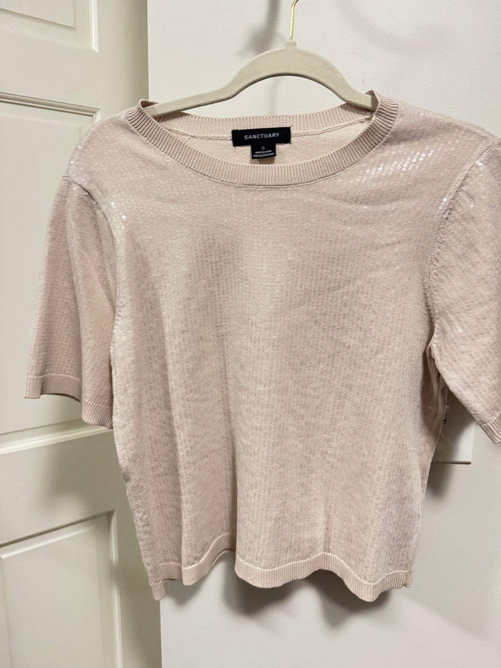 Sanctuary Women's beige Short-Sleeve Knit Top